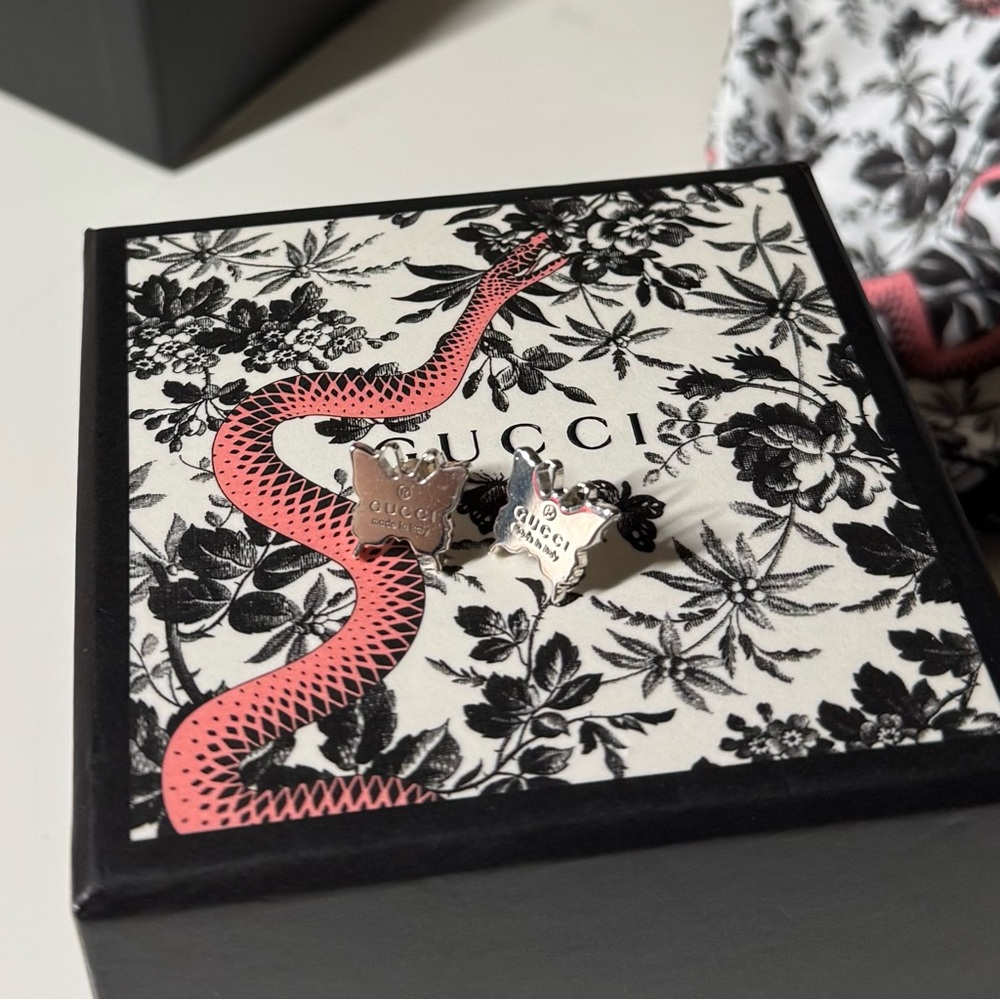 Gucci Silver Butterfly Earrings